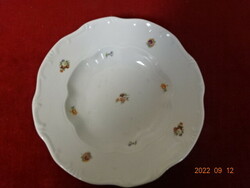 Zsolnay porcelain, deep plate with antique flower pattern, diameter 24 cm. He has! Jokai.