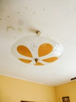 Ceiling lamp, retro, orange, flower pattern, three-burner ceiling lamp