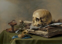 Pieter Claesz - Csendélet koponyával - vakrámás vászon reprint