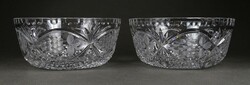 1K458 old grape leaf grape cluster decorative polished glass serving bowl pair 8 x 17.5 Cm