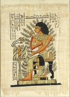 1K437 framed Egyptian papyrus picture 45.5 X 33.5 Cm