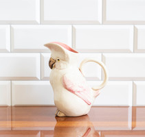 Jelzett Sarregueminues porcelán figura - kakadu formájú kiöntő - javított füllel