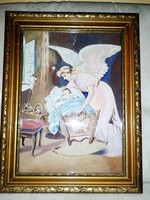 Antique, marked angelic painting 30x40