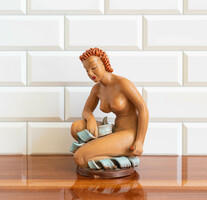 Art deco Kolozsvár kory ceramic figure - exotic female nude