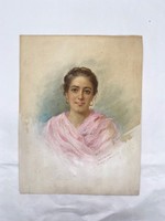 Vittorio Tessari: Portrait of a Venetian Lady (1901) (f318)