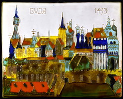Kondor Éva (1938-): " BUDA 1493 " kerámia falikép