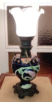 Szecessziós antik asztali lámpa, majolika Asztali làmpa, éjjeli lámpa villanyosítva! R.Dietmar Wien