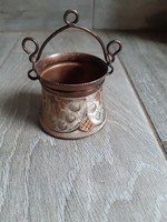 Pazar régi miniatűr réz bogrács (6x4,7x6,3 cm)