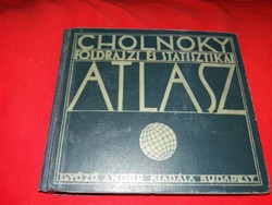 1934. Dr. Cholnoky Jenő :Földrajzi és statisztikai atlasz szép állapotban Andor Győző