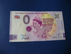 Great Britain / English 0 pound / zero pound 2022 Queen Elizabeth II 70th Year! Rare commemorative coin! Ouch!