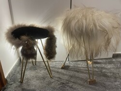Hajtű lábú retro székek róka és Bárány bundával