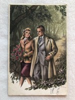 Antik, régi romantikus grafikus képeslap