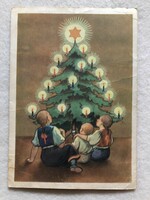 Régi grafikus Karácsonyi képeslap