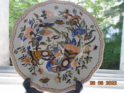 1855 GIEN jelzett, kézzel festett  francia fajansz tál ROUEN Bőségszaru mintával