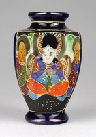 1K485 Régi jelzett kobaltkék SATSUMA japán porcelán váza 9 cm