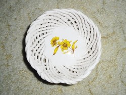 Retro ceramic wicker openwork patterned bowl basket - painted flower pattern