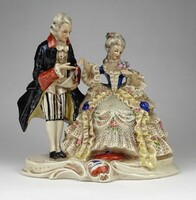 1K488 old marked GDR porcelain rococo figure on a pair of pedestals 