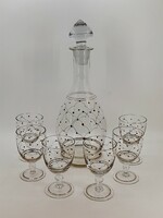 Párád polka dot glass beverage and wine set, bottle with 6 glasses