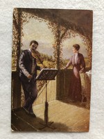 Antique romantic postcard - 1922