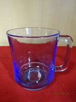 Blue glass glass with a handle, 10 cm high. He has! Jokai.