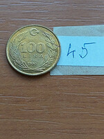 Turkey 100 lira 1993 brass, mustafa kemal atatürk 45.