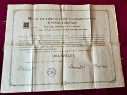 Ritkább (érdekes) dokumentum: Bába-oklevél  (Szeged, 1922.).