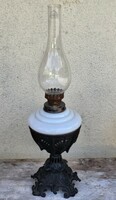 Flawless antique cast iron-porcelain kerosene lamp
