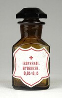 1K503 Antik borostyán barna dugós patika üveg ISOPRENAL HYDROCHL 10.5 cm