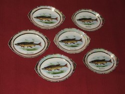 Antique fish plate set - Karlsbad souvenir - Austrian porcelain