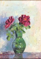Poldi jelzéssel, magyar festő 1980 körül : Virágok