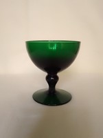 Beautiful, colorful, dark green glass goblet, drink, ice cream, decoration