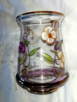 Bohemian glass vase with plastic hand-painted flowers 2.