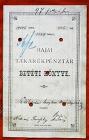 Bajai Takarékpénztár Betéti Könyve 1897, 7 oldal