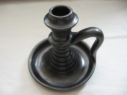 Anthracite colored metal-like ceramic walking candlestick