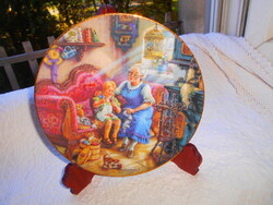 Porcelain wall decorative plate with a family scene -- limited edition.