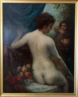 Auctioned, Hans Makart painting!! Well nude/ venus and cupid! Signed: hans makart! 125.5X100cm!