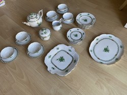 Herend Appony pattern tea set for 6 people with decor, 2 bowls, 12 dessert plates