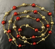 Gablonz glass garland, red-gold Christmas tree decoration, Christmas decoration 180 cm