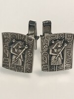 Silver cufflinks with an Egyptian pattern, 2.5 x 2 cm