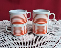 Retro mocha 5.5 Cm high Zsolnay mocha red striped cups porcelain mug mugs collector's item