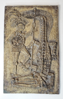 Otto Kopcsányi - bronze/copper wall decoration of the dragon-slaying Saint György