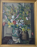 Vörös Géza (1897-1957): Virágcsendélet tavaszi virágokkal