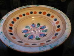Folk antique earthenware wall bowl