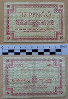 Szekszárd 10 pengő 1945 ritka szükségpénz hajtott állapotban