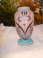 Antik kézzel festett   váza  alakú üveg lámpatest