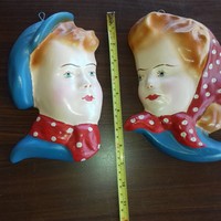 2 Plaster images of a small boy and a small girl