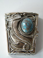 Szecessziós stílusú Estee Lauder solid parfümtartó lapis lazuli kővel