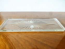 Antik csiszolt üveg tálca szélrózsa mintával