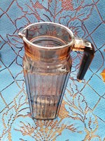 Art deco stílusu nagy üveg kancsó, retro barna vizes, ital kiöntő