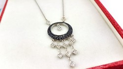 18.karátos arany 0.74ct gyémántokkal-Zafírokkal.Tanúsítvánnyal.